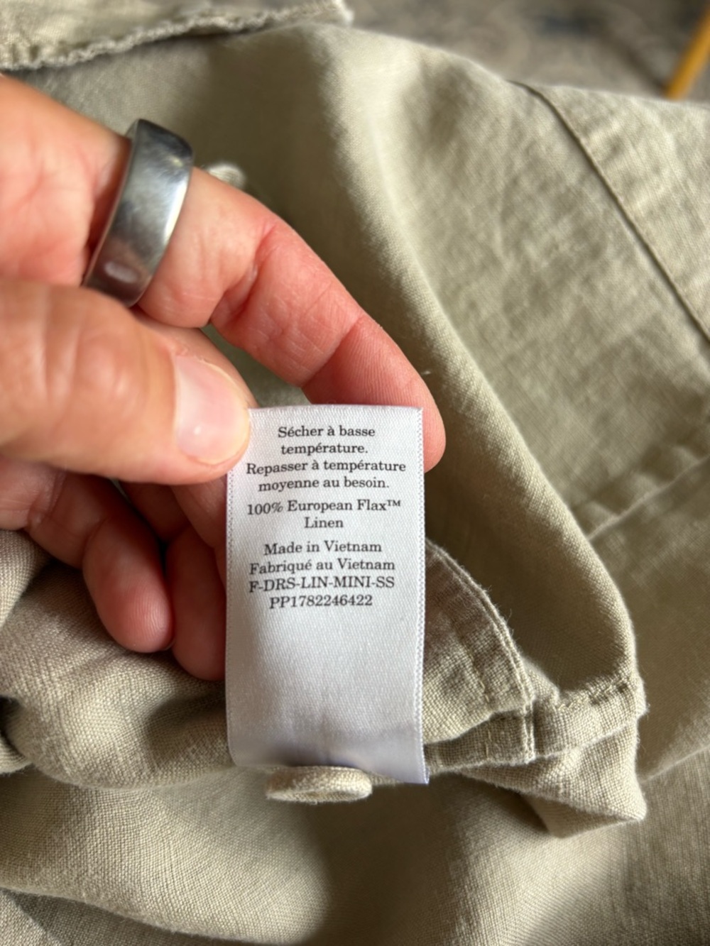 Everlane Button-Front Short Sleeve Linen Shirt Dress in Olive-Taupe Medium - Picture 9 of 9